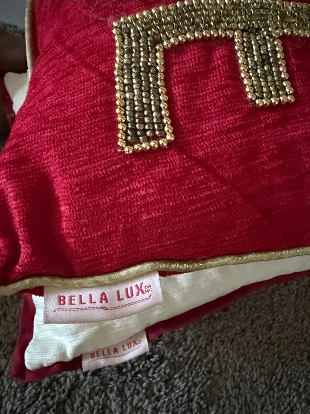 2 Bella Lux embellished Love Heart accent Pillows
